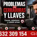Problemas comunes con cerraduras y llaves en Almería: llave rota en cerradura, bloqueos, averías y soluciones profesionales de cerrajería 24 horas.