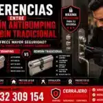 Comparativa entre un bombín antibumping y un bombín tradicional, mostrando sus diferencias en seguridad, resistencia y protección para viviendas en Almería.