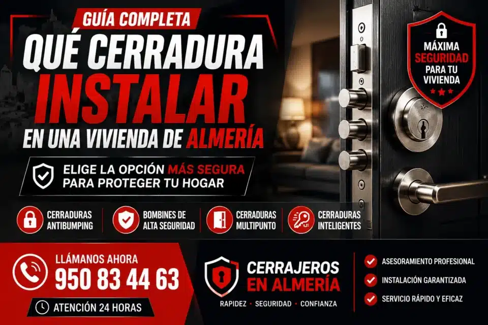 Qué cerradura instalar en una vivienda de Almería con comparativa de cerraduras antibumping, multipunto e inteligentes y teléfono de contacto 632 309 154 para asesoramiento profesional.